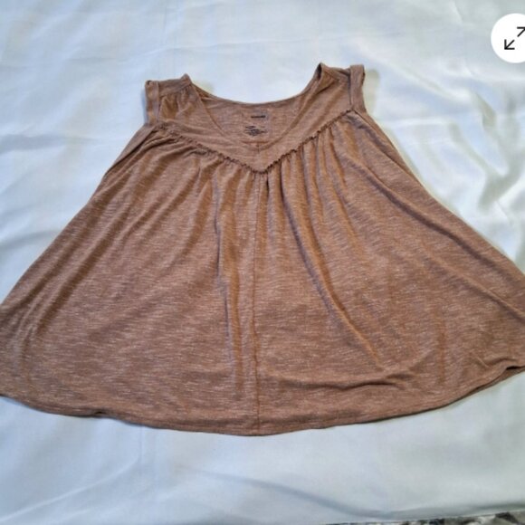 Sonoma Womens XL Sleeveless Top Brown‎ Stretchy Ruffle Lightweight Flowy A28 - Picture 1 of 5